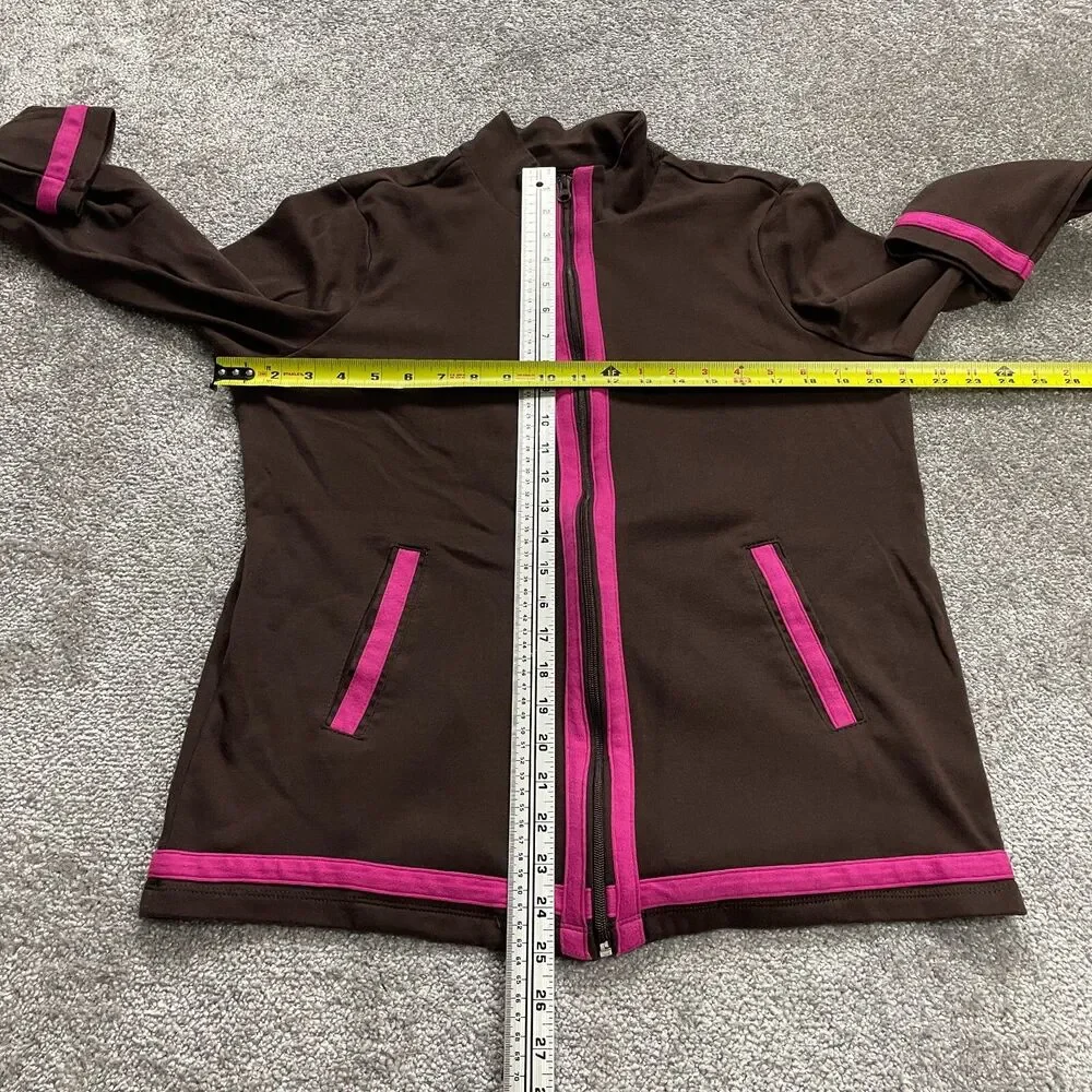 Blair Track Jacket Womens Medium Brown with Purple Trim Full Zip Active Casual